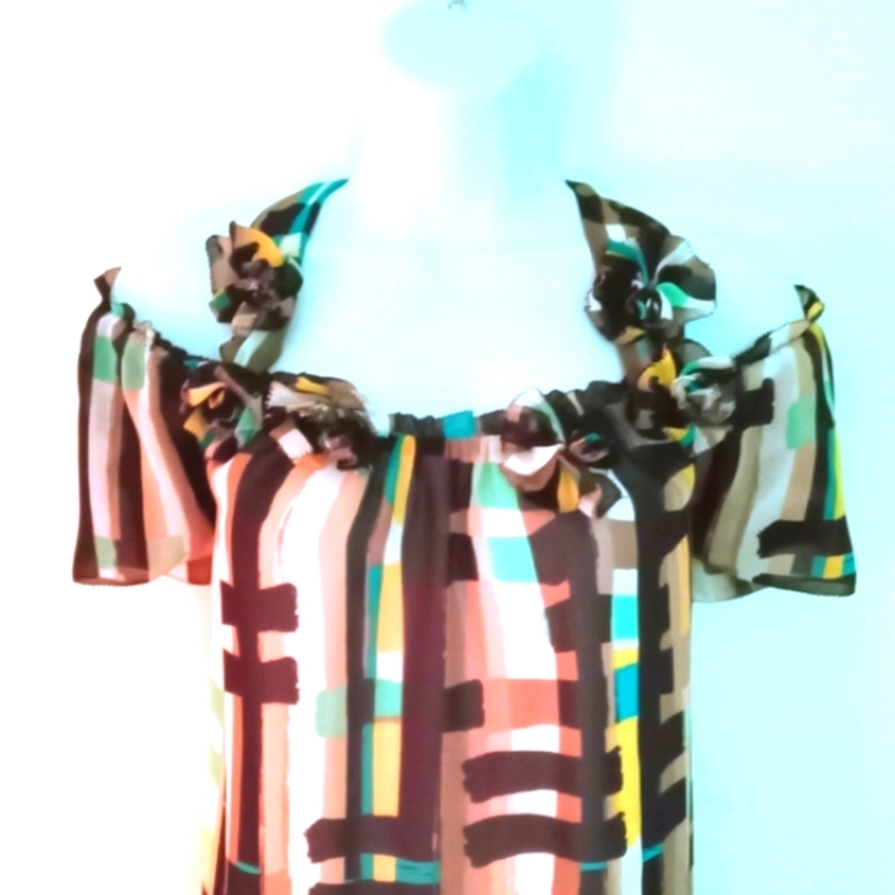 NWTπ FREE GIFT INCLUDED 3D Flowers Off Shoulder Short Sleeves Blouse Top Tee - Picture 6 of 15